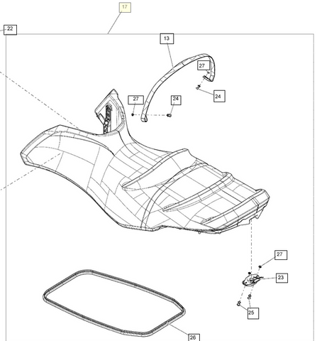 Seadoo seat assy antracite silver