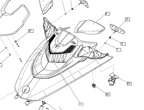 Seadoo hood assembly